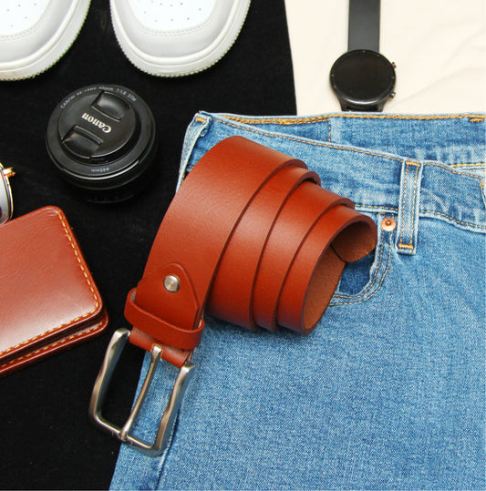 Epoch Tan Brown Leather Belt